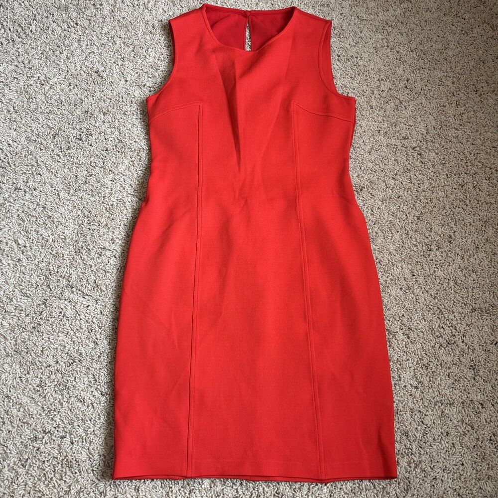 St. John Red Sleeveless Sheath Dress